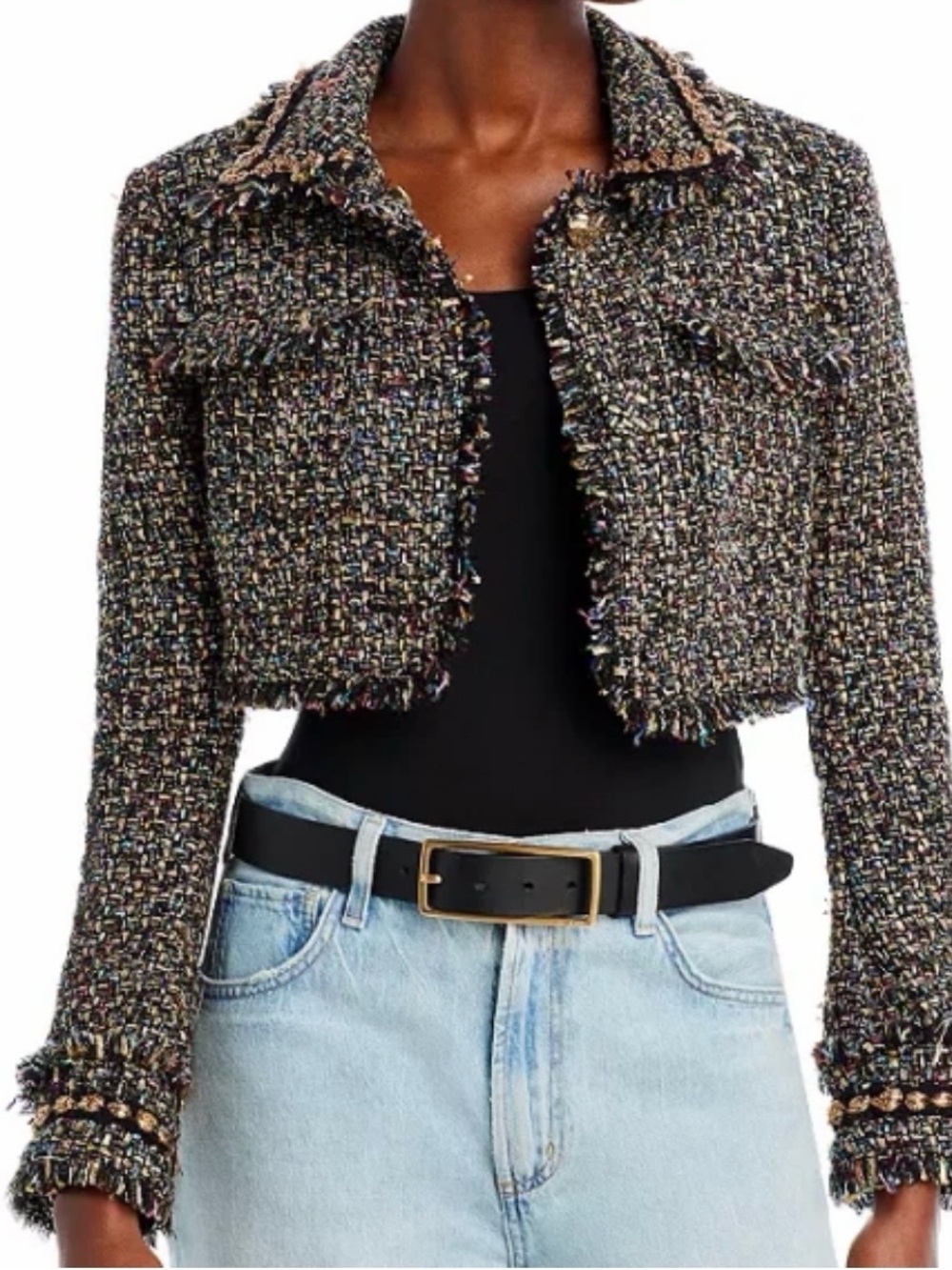 Cinq a Sept 'Odette' Cropped Confetti Tweed Jacket - Size 12 - Picture 2 of 11